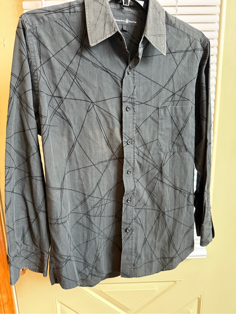 Vintage Beverly Hills Polo Club Men's Abstract Graphic Button-Down Shirt Size L